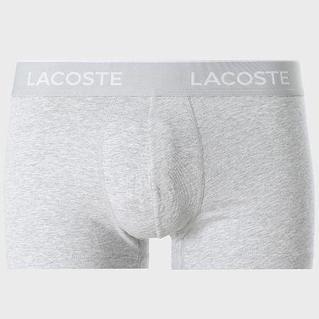 Lacoste - Juego de 3 calzoncillos bóxer Classic Black White Heather Grey
