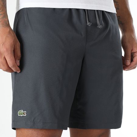 Lacoste - Pantalón Corto Jogging Diamond Logotipo Bordado Cocodrilo Gris Carbón