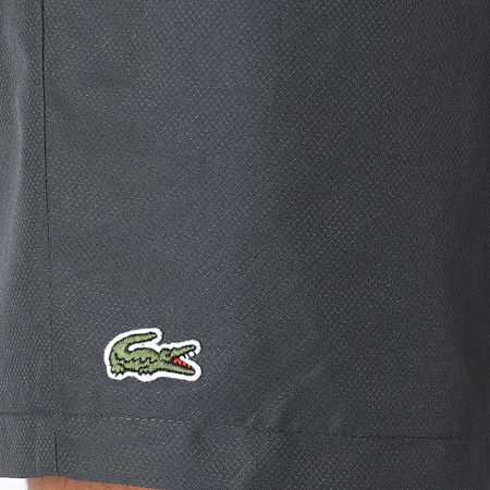 Lacoste - Pantalón Corto Jogging Diamond Logotipo Bordado Cocodrilo Gris Carbón