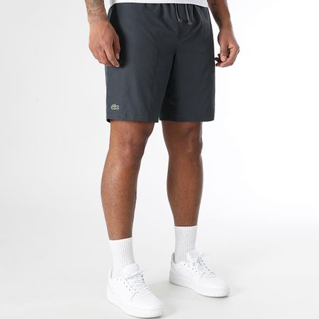 Lacoste - Pantalón Corto Jogging Diamond Logotipo Bordado Cocodrilo Gris Carbón
