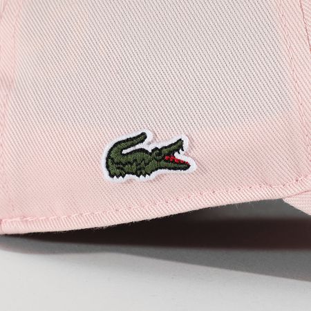 Lacoste - Gorra de cocodrilo bordada con logotipo lateral Rosa claro