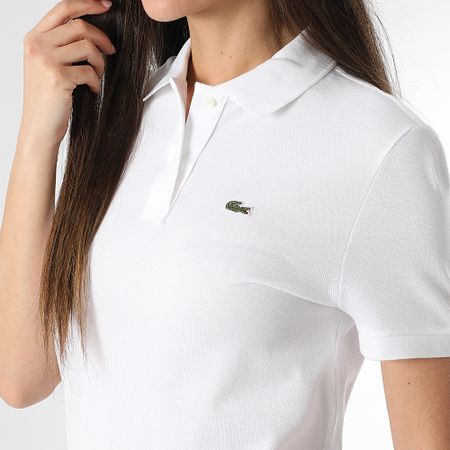 Lacoste - Vestido Polo Mujer Logo Cocodrilo Bordado Blanco