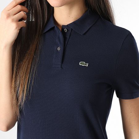 Lacoste - Vestido polo con logo bordado de cocodrilo azul marino de mujer