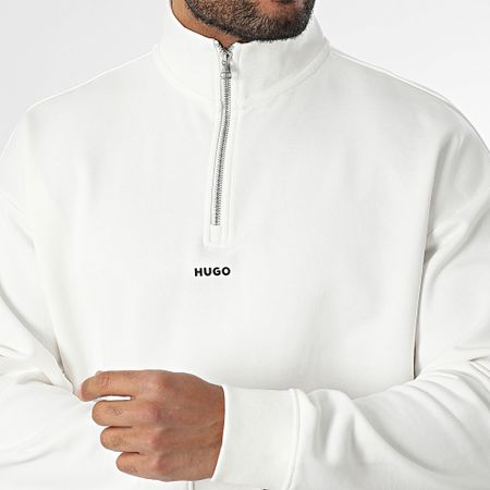 HUGO - Durty 244 Sweat Top Cuello con cremallera 50525881 Blanco roto