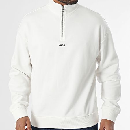 HUGO - Durty 244 Sweat Top Cuello con cremallera 50525881 Blanco roto