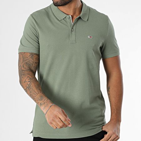 Tommy Jeans - Placket 0676 Polo Manga Corta Verde Caqui