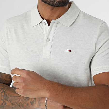 Tommy Jeans - Placket 0676 Polo manga corta Slim Gris brezo