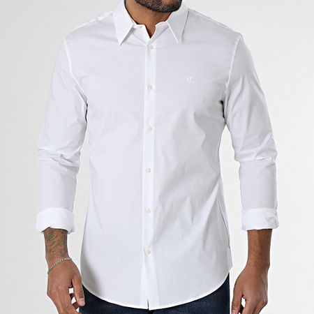Calvin Klein - Slim Solid 145G Camisa blanca de manga larga