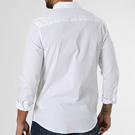Calvin Klein - Slim Solid 145G Camisa blanca de manga larga