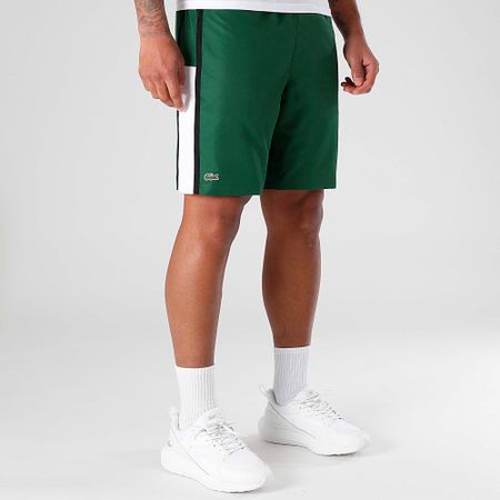 Lacoste - Diamond Jogging Shorts Logotipo Bordado Cocodrilo Verde Caqui Blanco