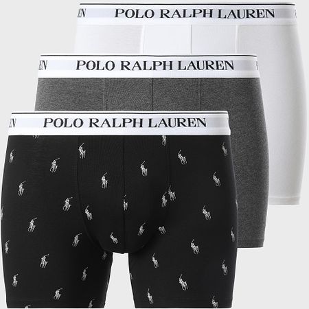 Polo Ralph Lauren - Juego De 3 Calzoncillos Gris Carbón Negro Blanco