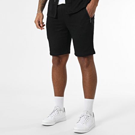 Zayne Paris  - Conjunto de camisa negra de manga corta y pantalón corto de jogging