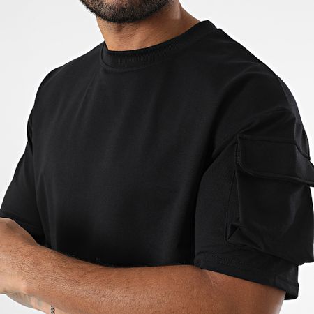 Zayne Paris  - Conjunto de sudadera negra de cuello redondo y pantalón corto tipo cargo
