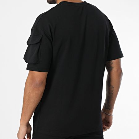 Zayne Paris  - Conjunto de sudadera negra de cuello redondo y pantalón corto tipo cargo