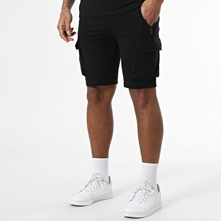 Zayne Paris  - Conjunto de sudadera negra de cuello redondo y pantalón corto tipo cargo