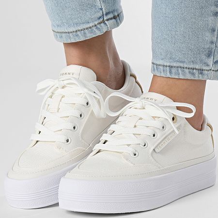 Tommy Hilfiger - Zapatillas mujer Essential Vulcan Textile 8323 Ecru