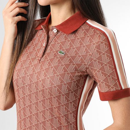 Lacoste - Vestido Mujer Con Rayas Slim Fit The Blend Burdeos