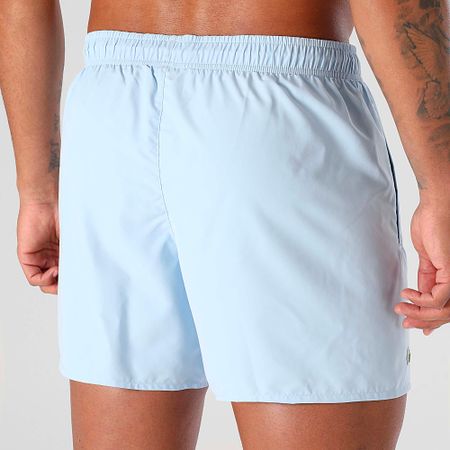 Lacoste - Shorts de baño con logo bordado de cocodrilo azul claro