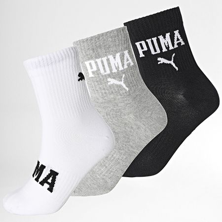 Puma - Lote de 3 pares de calcetines 701231485 Negro Blanco Gris Brezo