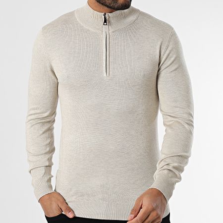 Frilivin - Jersey beige con cremallera