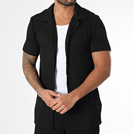 Zayne Paris  - Conjunto de camisa negra de manga corta y pantalón corto de jogging