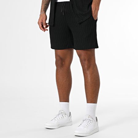 Zayne Paris  - Conjunto de camisa negra de manga corta y pantalón corto de jogging