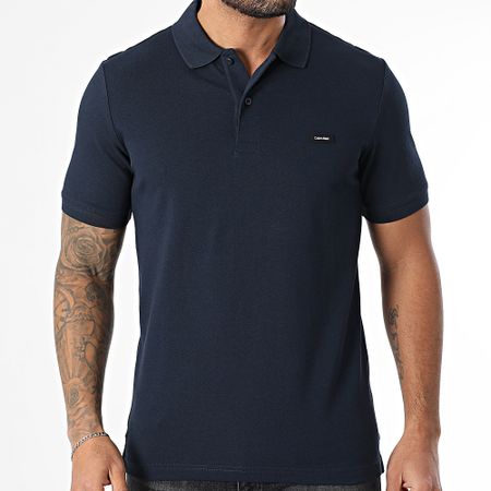 Calvin Klein - Polo de manga corta de piqué elástico 1196 Azul marino
