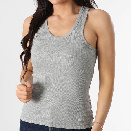 Calvin Klein - Lote de 3 camisetas de tirantes para mujer 7493 Negro Heather Gris Azul claro