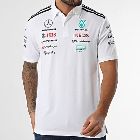 Adidas Performance - Mercedes JW0586 AMG Stripes Polo Manga Corta Blanco