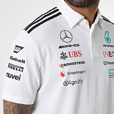 Adidas Performance - Mercedes JW0586 AMG Stripes Polo Manga Corta Blanco