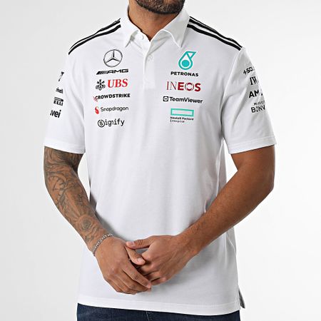 Adidas Performance - Mercedes JW0586 AMG Stripes Polo Manga Corta Blanco