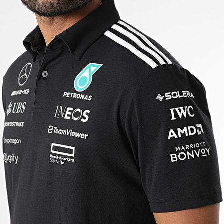 Adidas Performance - Mercedes JW5391 AMG Polo de manga corta a rayas Negro