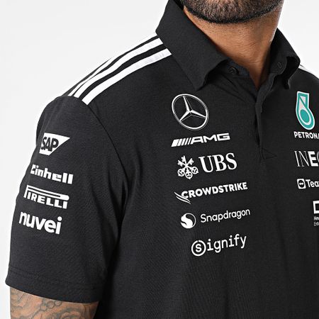 Adidas Performance - Mercedes JW5391 AMG Polo de manga corta a rayas Negro