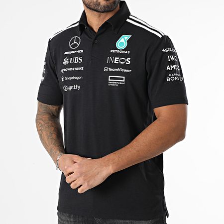 Adidas Performance - Mercedes JW5391 AMG Polo de manga corta a rayas Negro