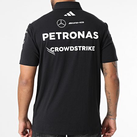 Adidas Performance - Mercedes JW5391 AMG Polo de manga corta a rayas Negro