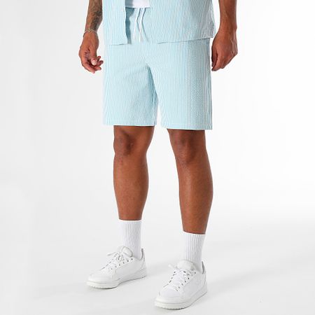 LBO - Bañador Seersucker Rayas 0395 Azul Claro Blanco