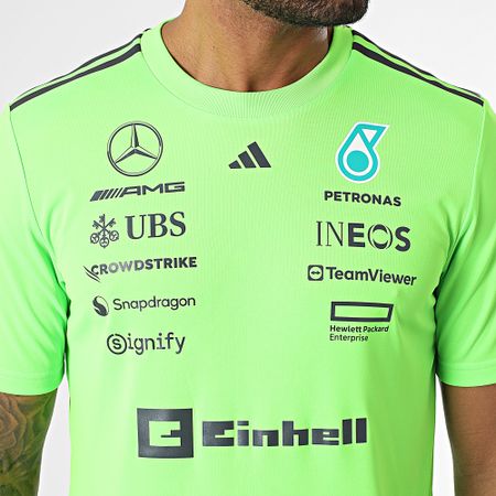 Adidas Performance - Mercedes AMG Striped Tee Shirt JZ7402 Verde Fluo