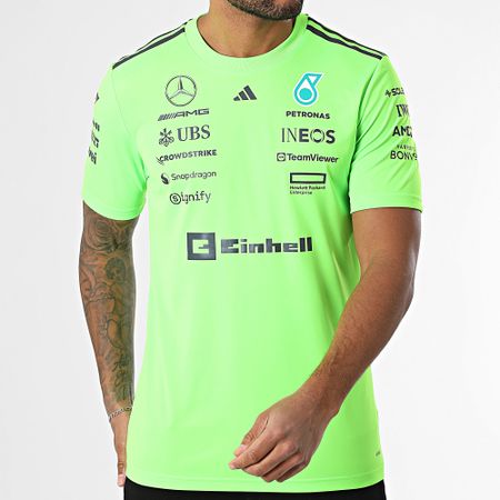 Adidas Performance - Mercedes AMG Striped Tee Shirt JZ7402 Verde Fluo