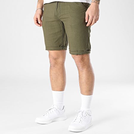 Blend - Pantalones cortos chinos de lino 20717870 Verde caqui oscuro