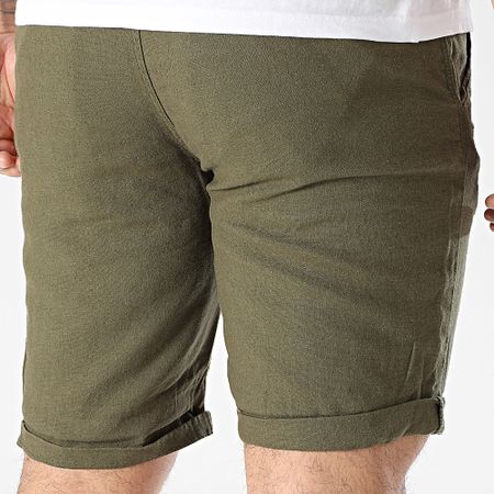 Blend - Pantalones cortos chinos de lino 20717870 Verde caqui oscuro