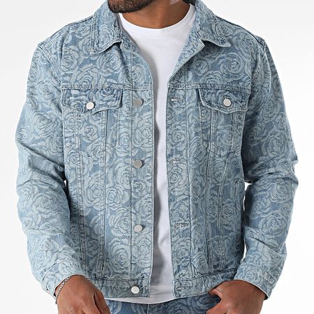 John H - Conjunto de chaqueta vaquera azul y vaqueros