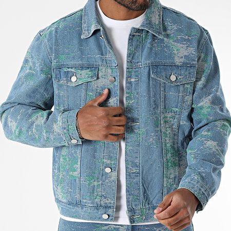 John H - Conjunto de chaqueta vaquera azul y vaqueros