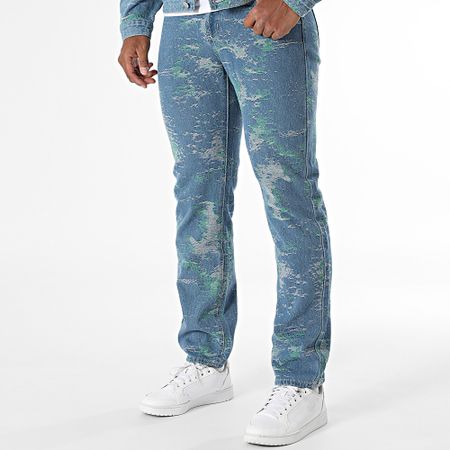 John H - Conjunto de chaqueta vaquera azul y vaqueros