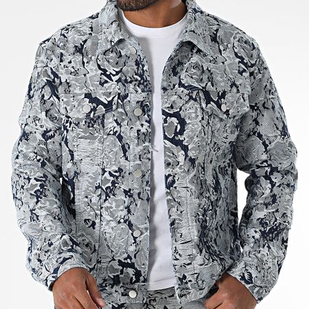 John H - Conjunto de chaqueta vaquera azul y vaqueros