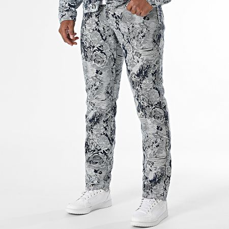 John H - Conjunto de chaqueta vaquera azul y vaqueros