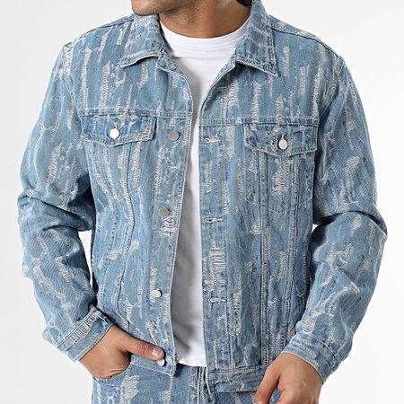 John H - Conjunto de chaqueta vaquera azul y vaqueros