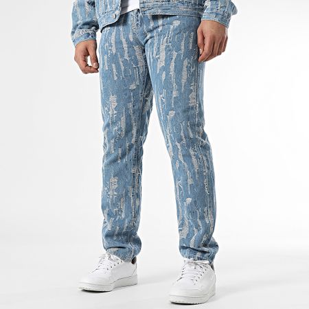 John H - Conjunto de chaqueta vaquera azul y vaqueros