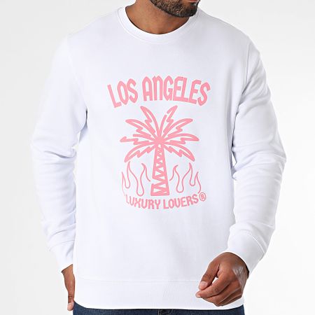 Luxury Lovers - Palm LA Sudadera cuello redondo Rosa Blanco