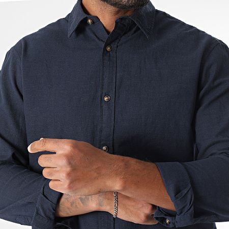 Jack And Jones - Camisa de verano de manga larga azul marino