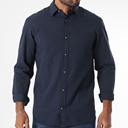 Jack And Jones - Camisa de verano de manga larga azul marino